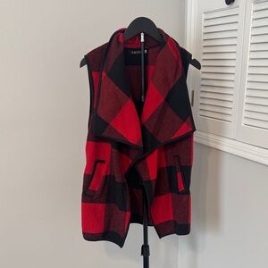 Red and Black Plaid Women's Vest